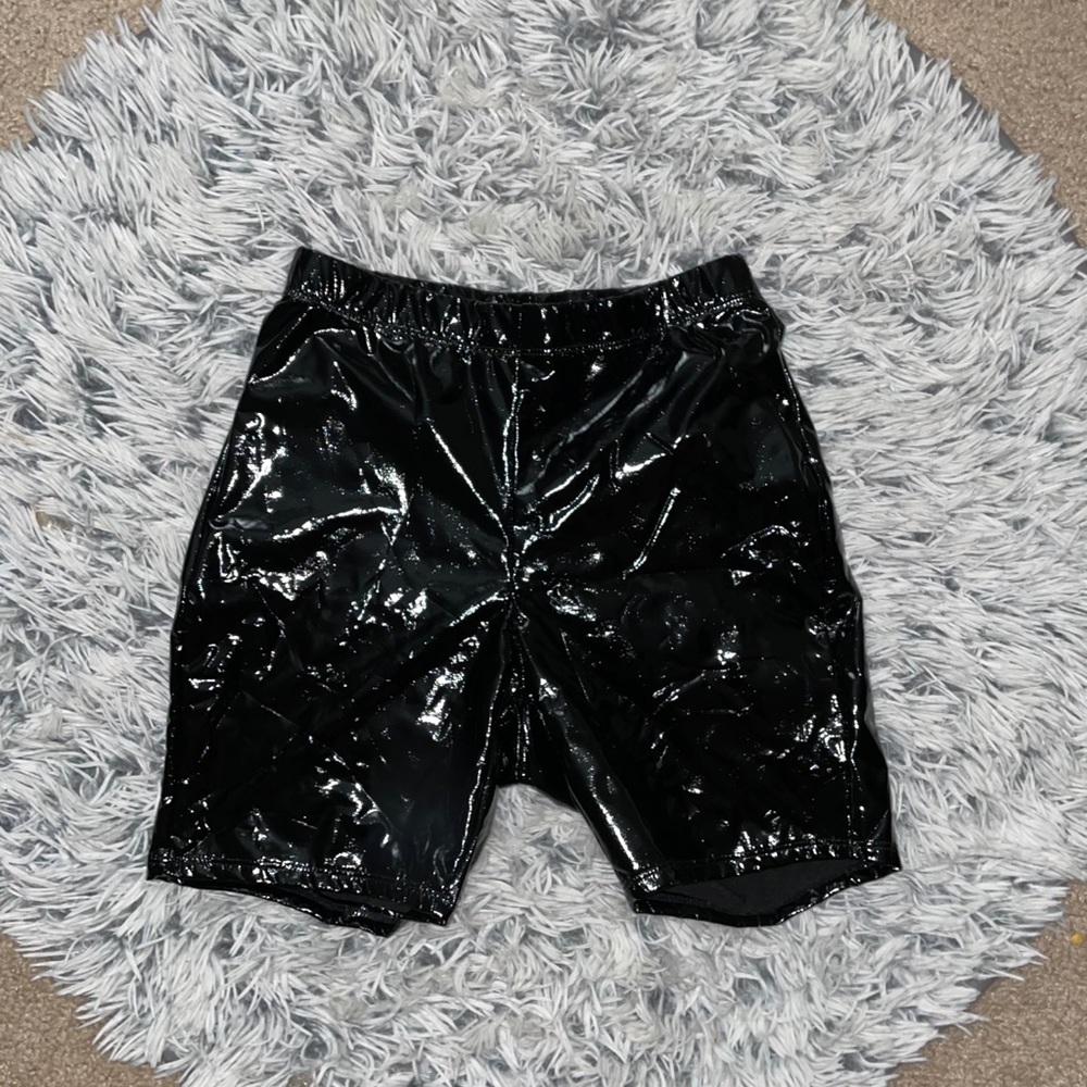 Leather biker shorts